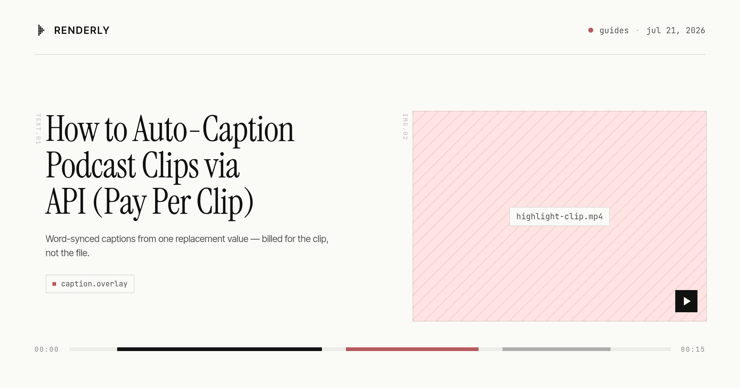 How to Auto-Caption Podcast Clips via API (Pay Per Clip)