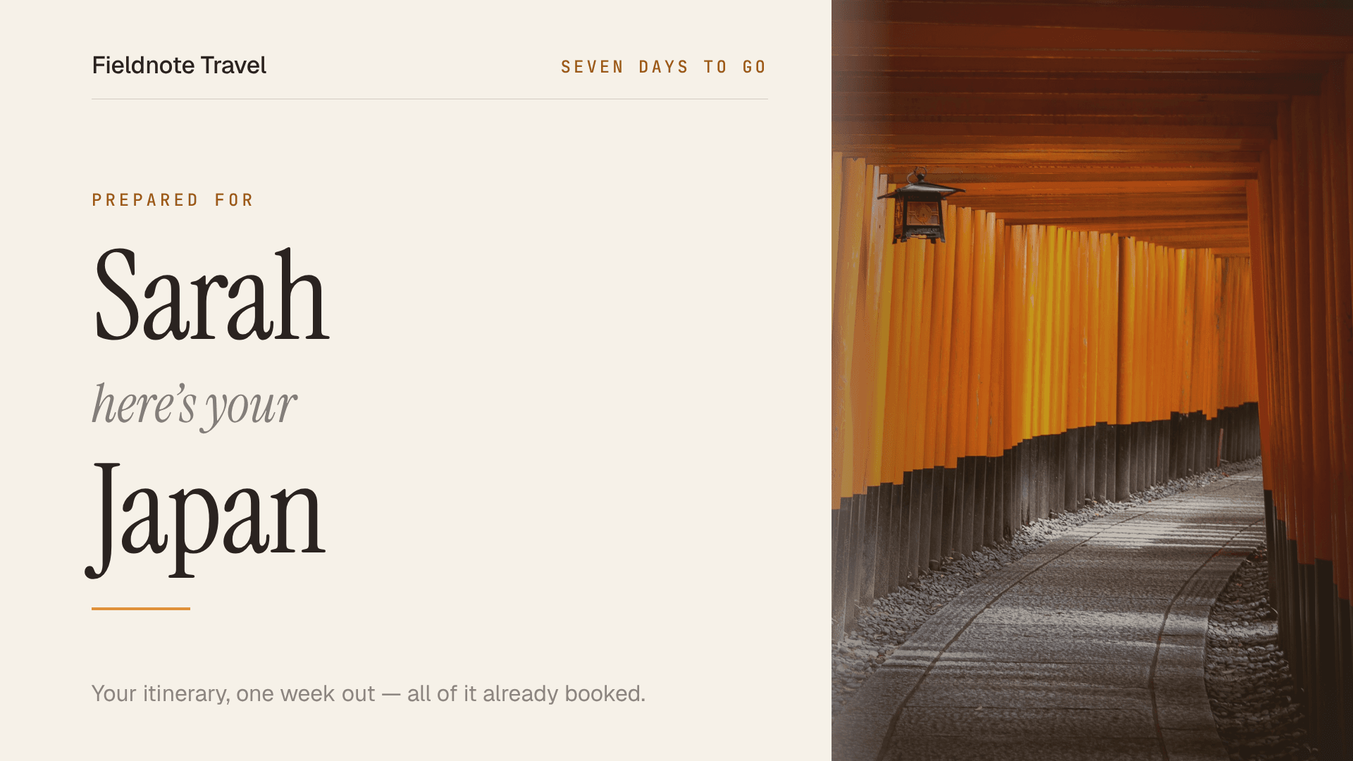 Personalized Trip Itinerary — Your Trip, [Name] template preview