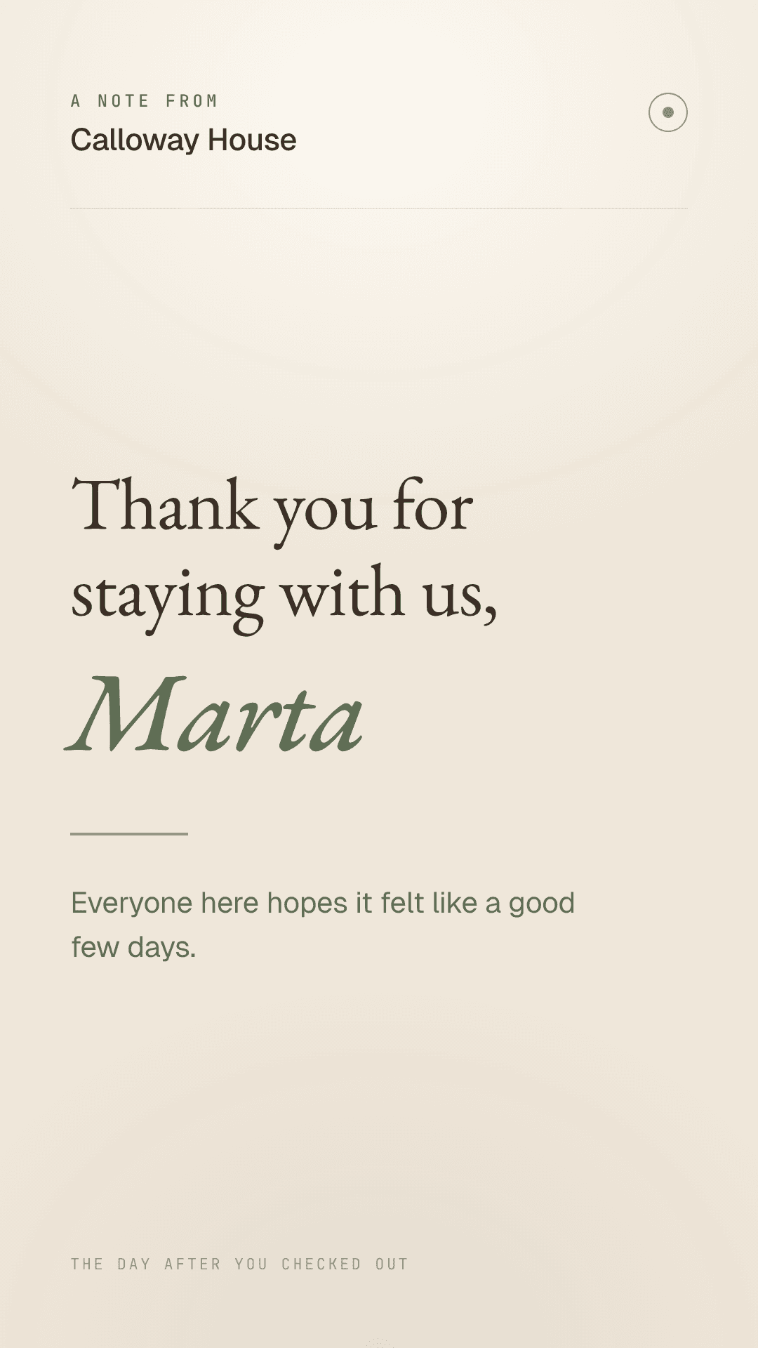 Post-Stay Thank You + Review Request template preview