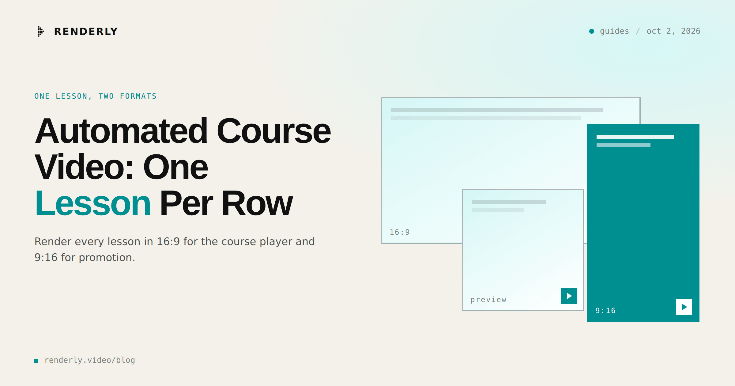 Automated Course Video: One Lesson Video Per Row
