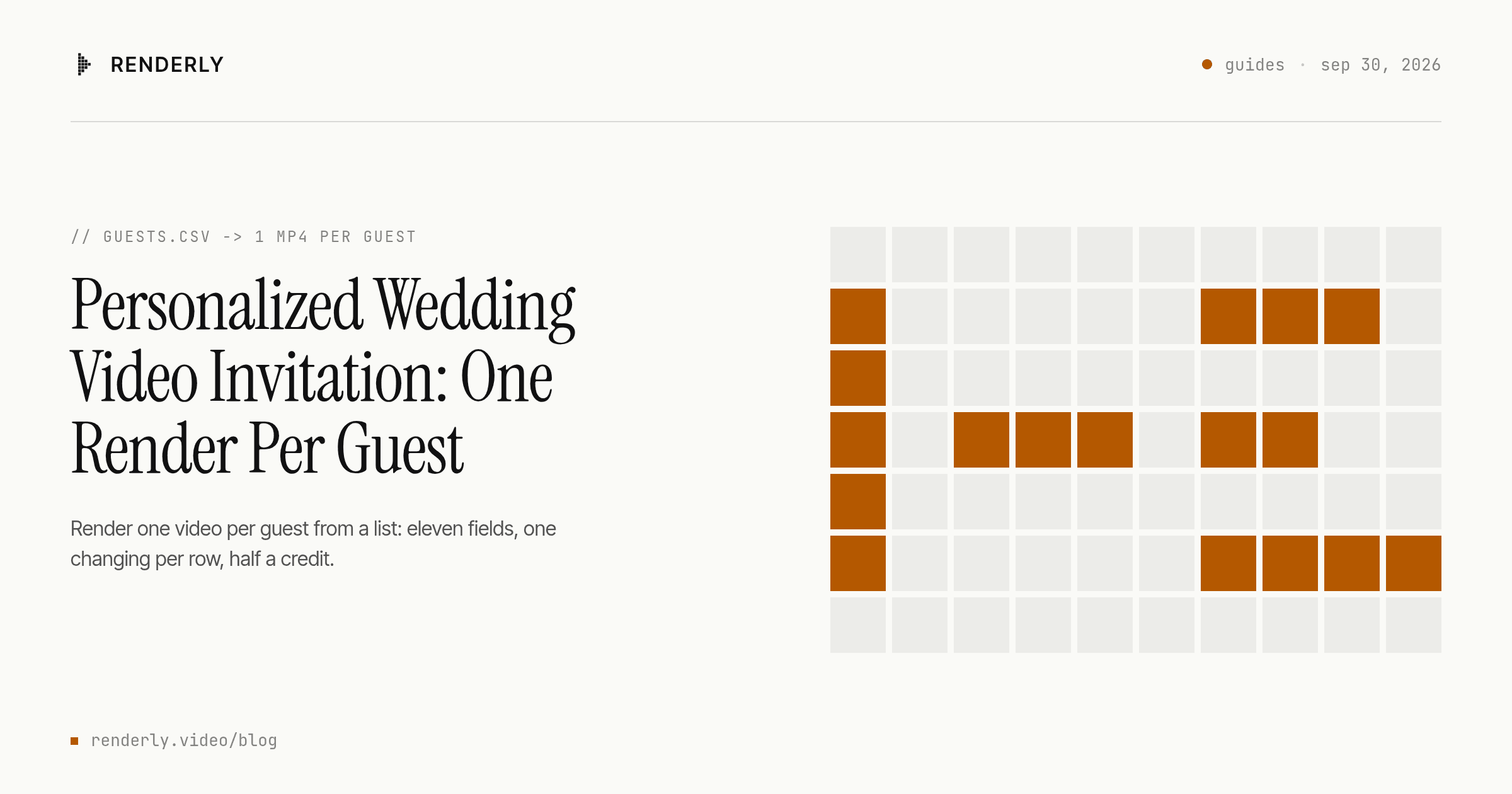 Personalized Wedding Video Invitation: One Render Per Guest