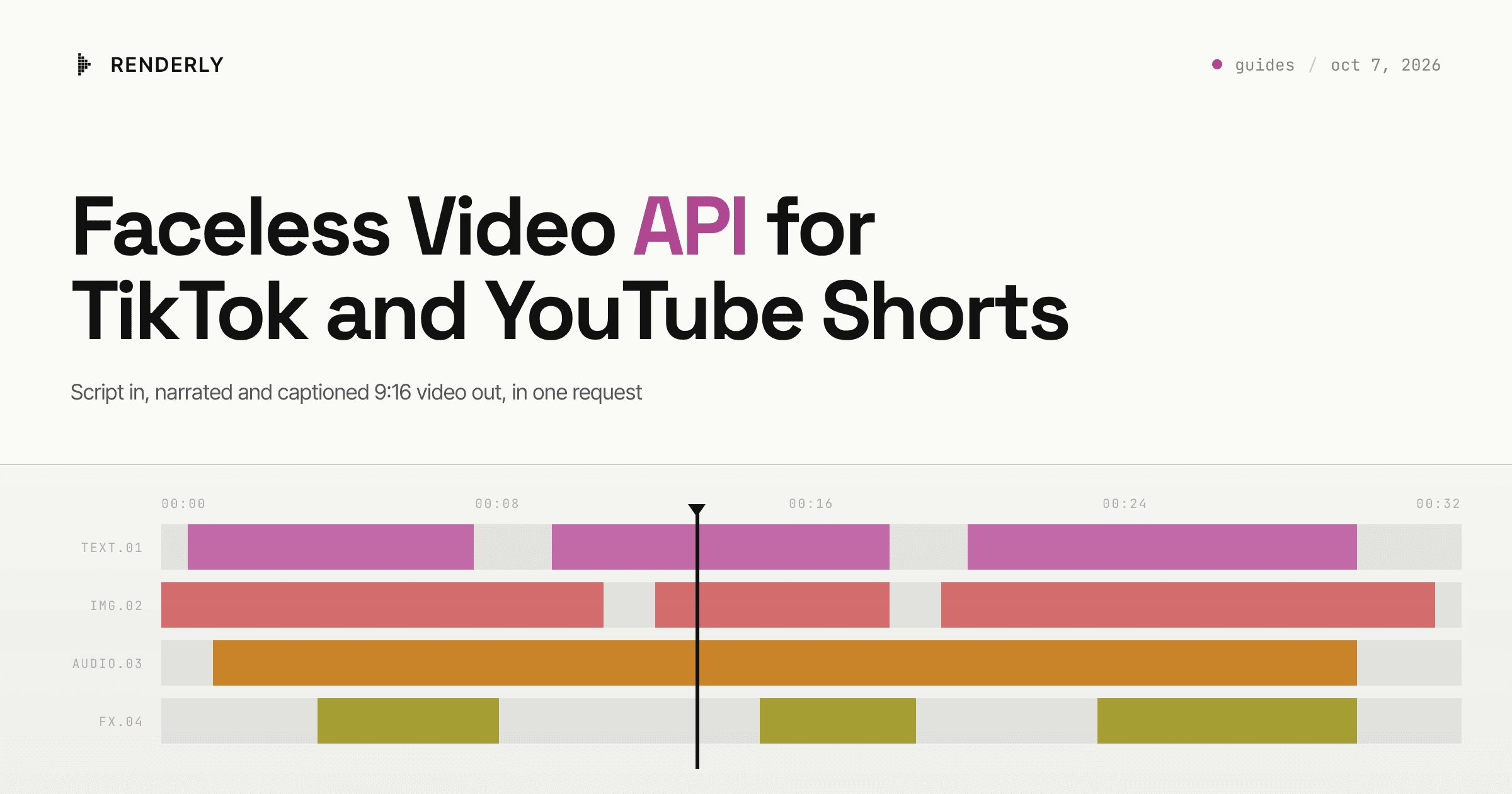 Faceless Video API for TikTok and YouTube Shorts
