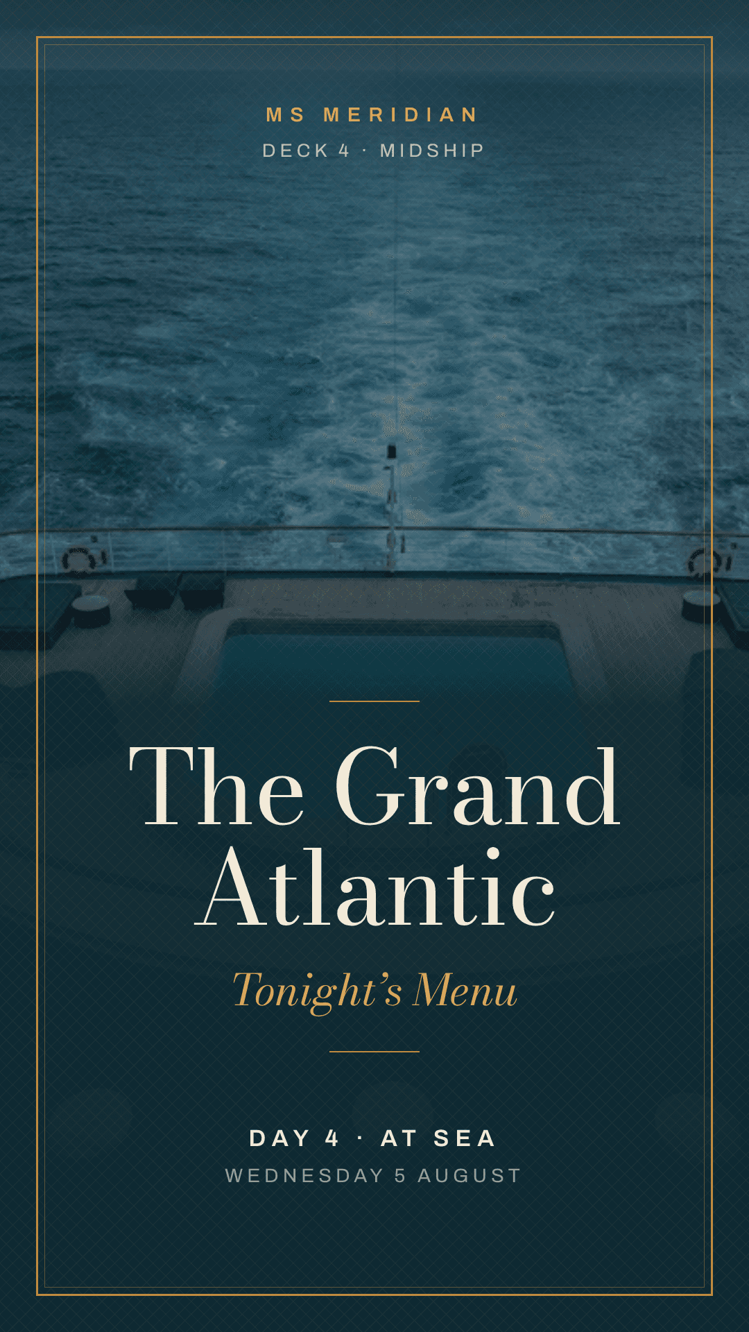 The Grand Atlantic - Cruise Dining Card template preview