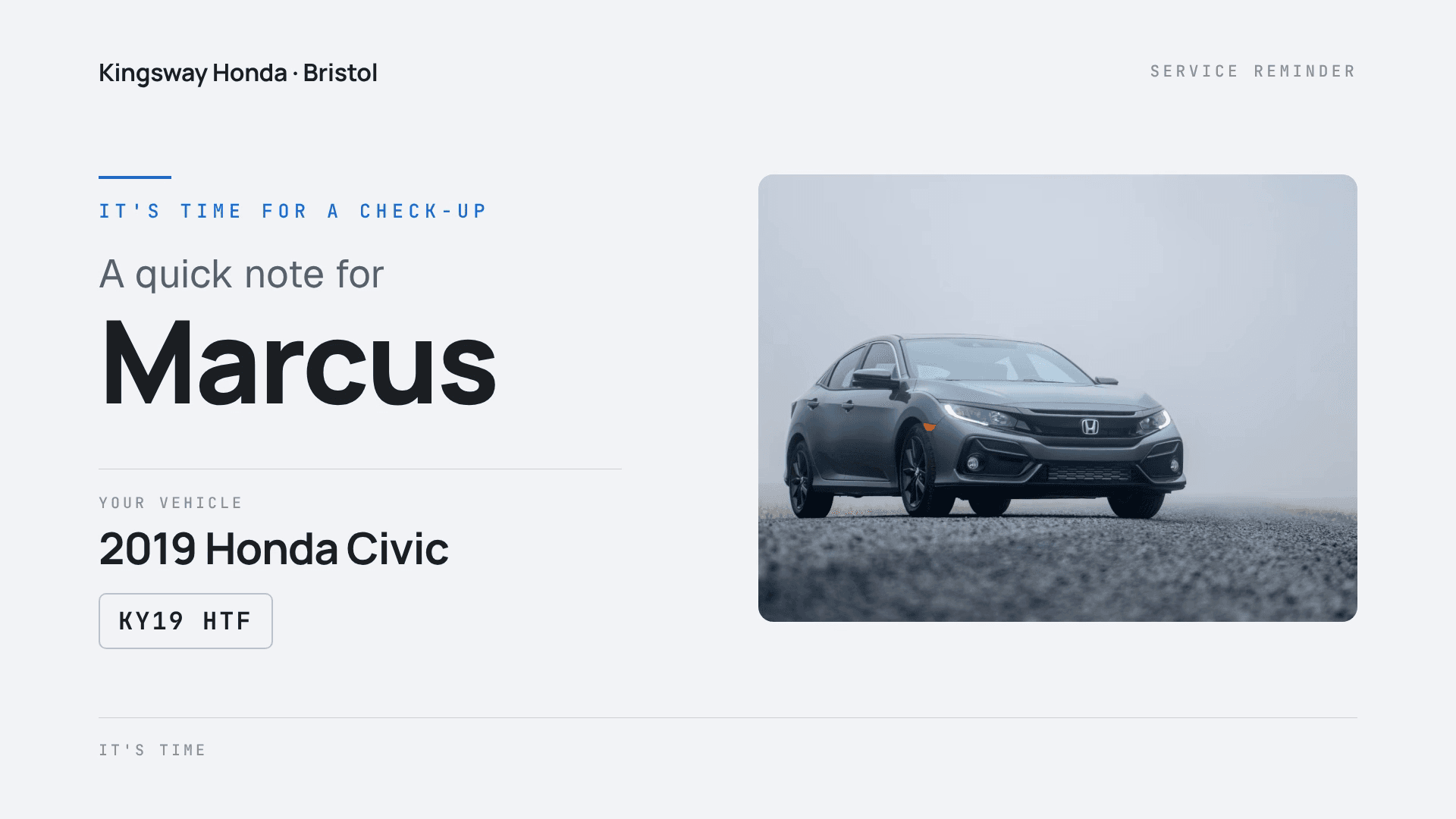 Service Reminder - Personalized template preview